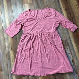 Garnet Hill Tunic Shift Dress Womens Size Large Baby Doll Top Soft Stretch Pink